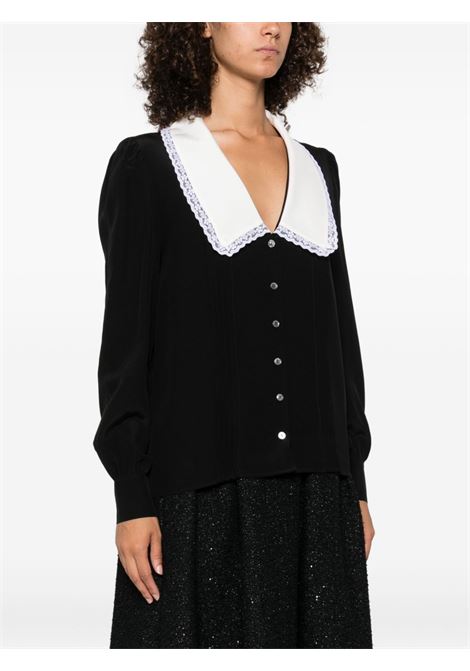 Black lace-trimmed collared blouse Alessandra Rich - women ALESSANDRA RICH | FABX4094F30570900
